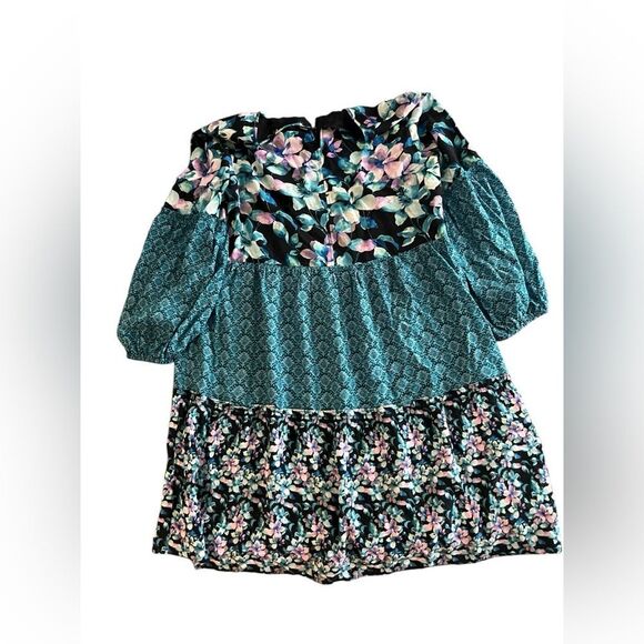 Soft Surroundings Women Floral Mixed Media Long Sleeve Night Bloom Dress - Picture 6 of 9